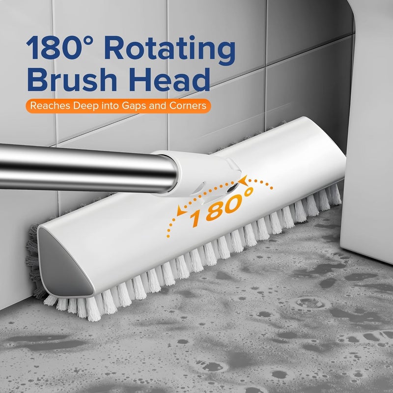 TidyTale Floor Scrub Brush with Long Handle, Heavy Duty Hard Bristle Tile Scrubber for Cleaning Shower, Wood Floors, Concrete, and Garage – Stiff Bristle Floor Brush - Image 3